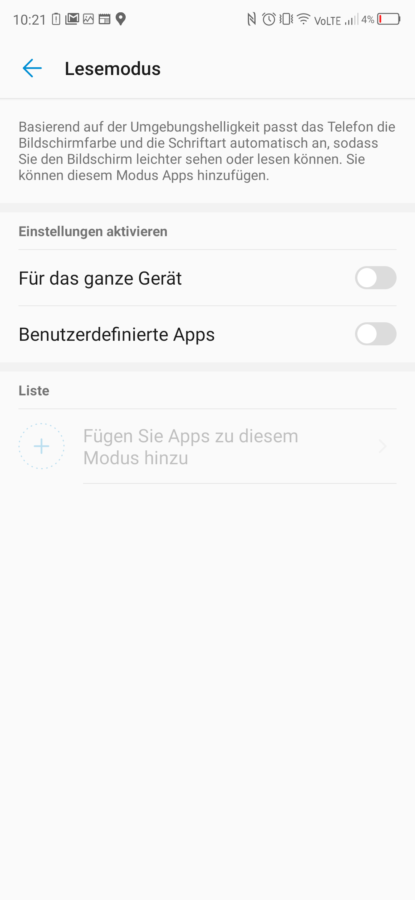 Displayeinstellungen ZTE Axon 11 4G 3