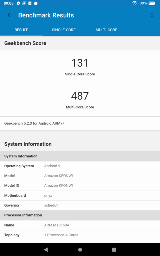 Amazon fire hd 8 plus geekbench