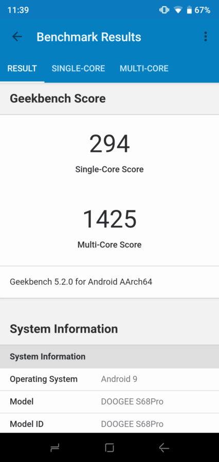 doogee s68 geekbench