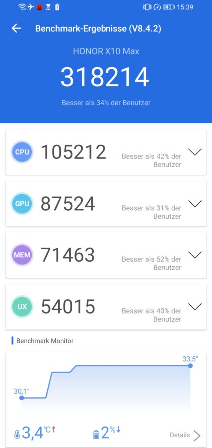 Honor X10 Max Testbericht Screenshot Benchmark 2