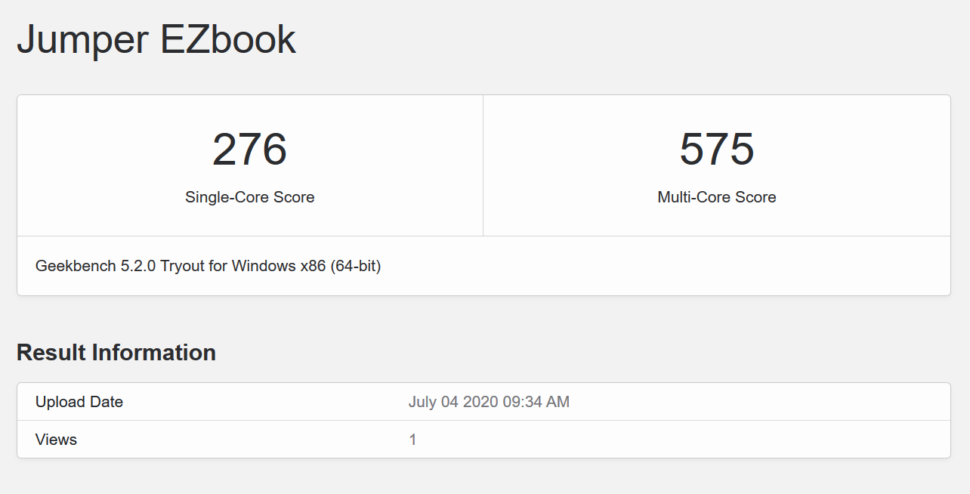 jumper ezbook s5 geekbench