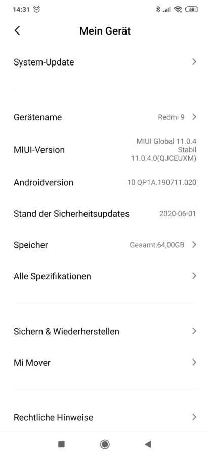 System MIUi Redmi 9 Test 3