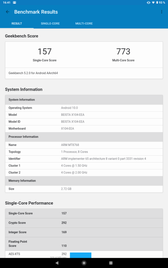 Toscido Tablet geekbench5