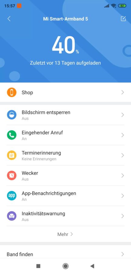 Xiaomi Mi Band 5 Settings 1