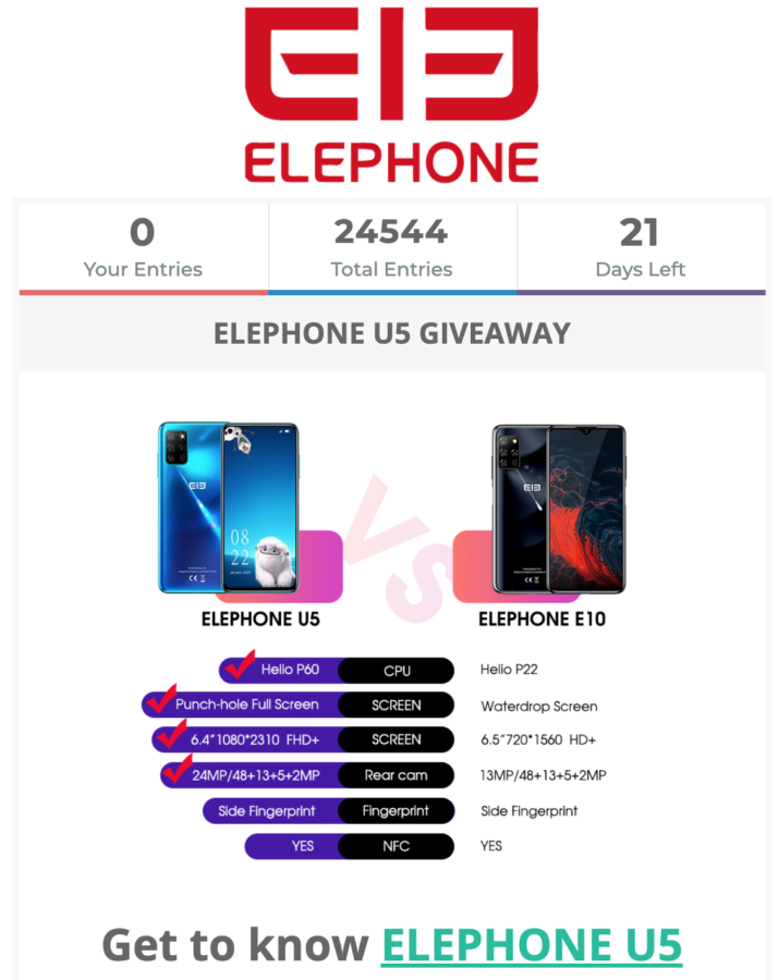 Elephone U5 Giveaway