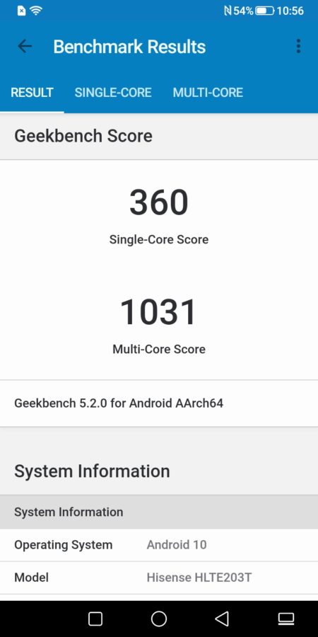 Hisense a5 pro cc 0828 105622554 Geekbench 5