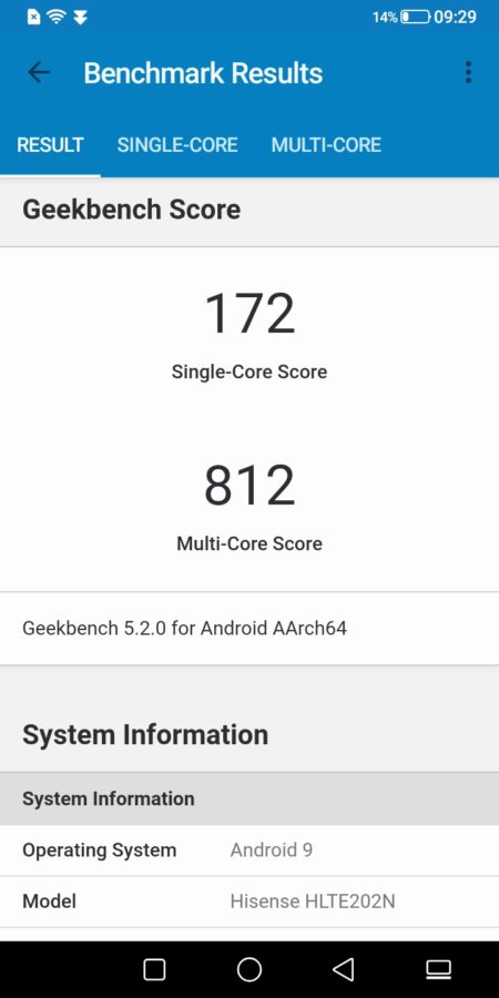 Hisense a5  Geekbench 5