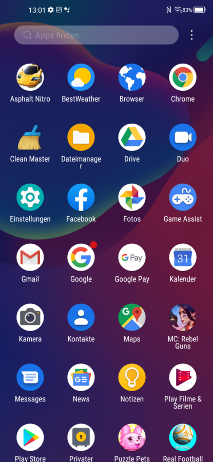 Mi Favor UI Apps System Schnellstartleiste ZTE Blade V2020 4