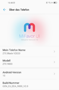 ZTE Blade V2020 Mi Favor UI Android 10