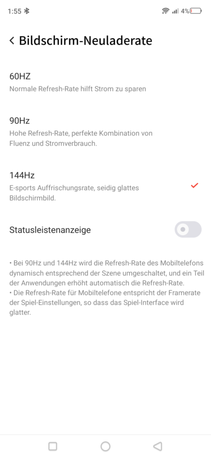 Displayeinstallungen Nubia RedMagic 5S 1