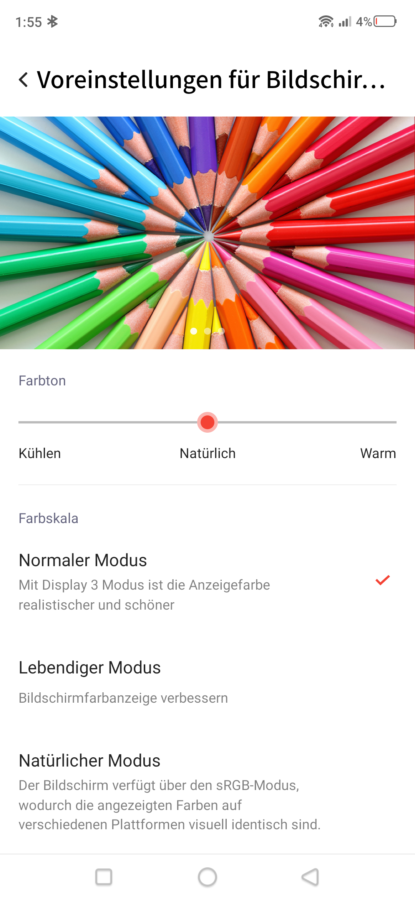 Displayeinstallungen Nubia RedMagic 5S 3