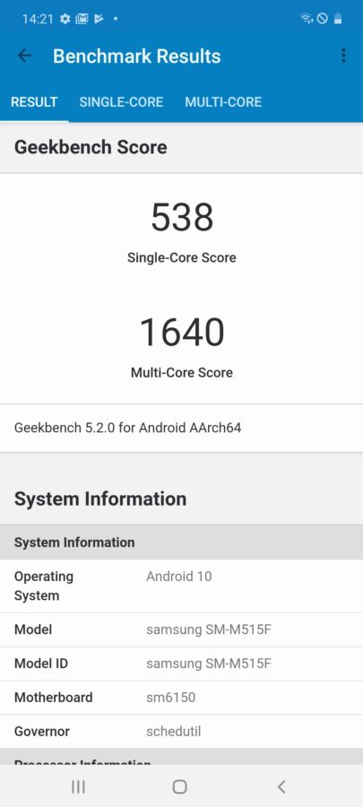 Samsung Galaxy m515 142137 Geekbench 5