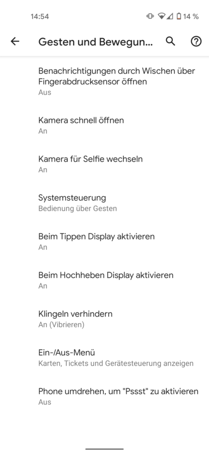 Optionen und System Pixel 4a 3