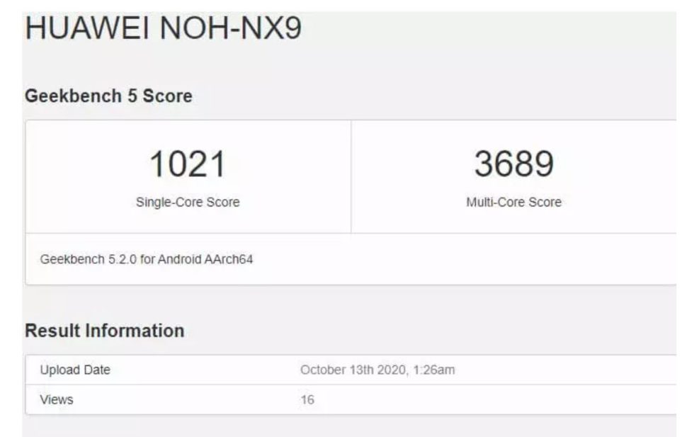 Huawei Mate 40 Pro Geekbench