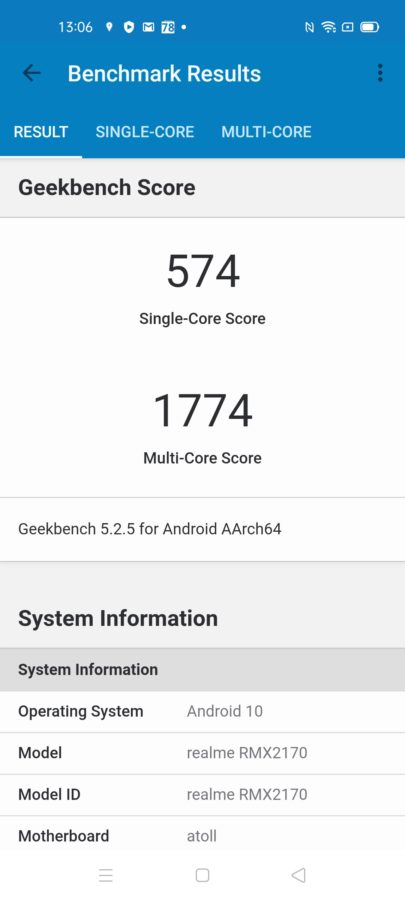 Realme 7 pro geekbench