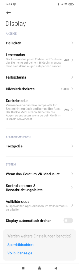 Displayeinstellungen Xiaomi Mi 10T Lite Test 1