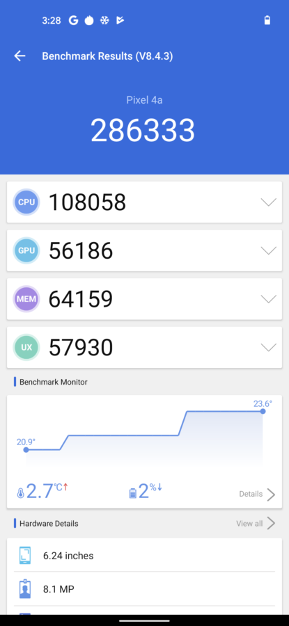 Google Pixel 4A 5G antutu