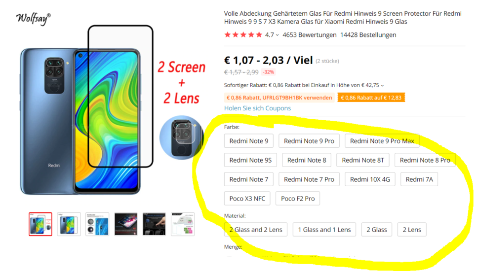 Displayschutzgläser Aliexpress