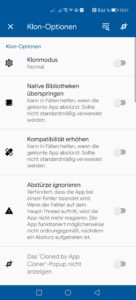 App Cloner erweiterte Einstellungen