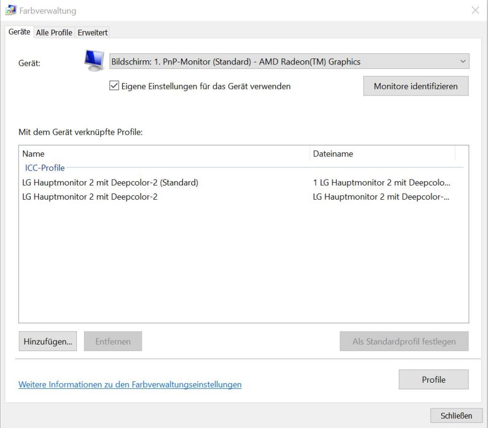 Windows Farbprofil importieren 1