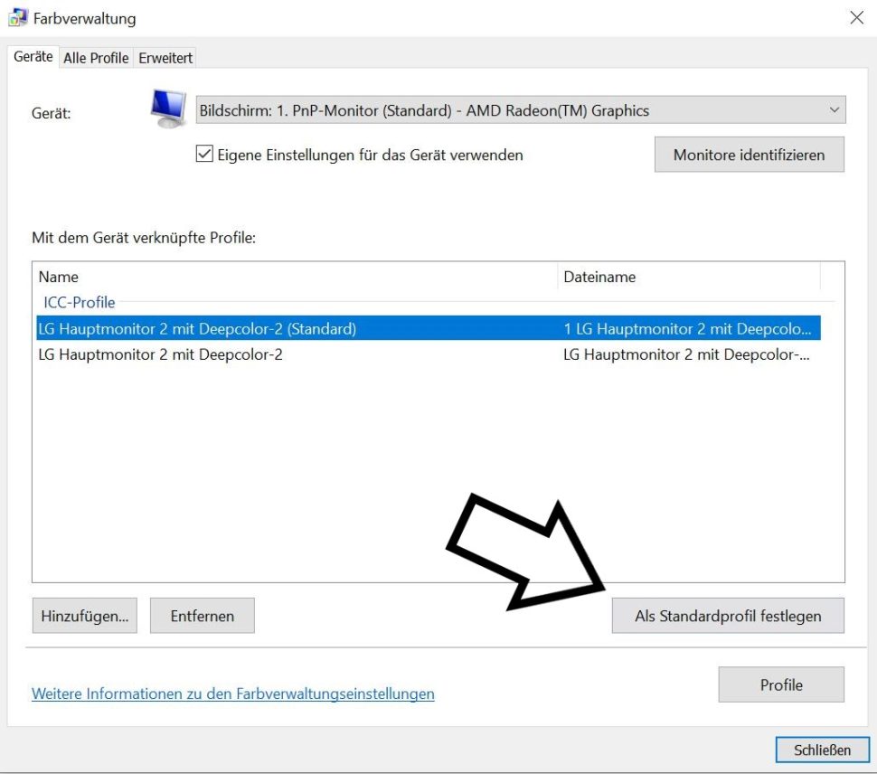 Windows Farbprofil importieren 3