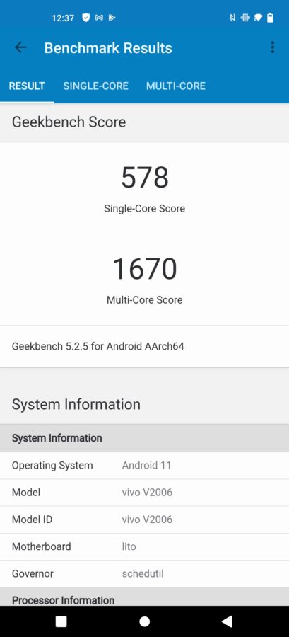 Vivo X51 5G geekbench 