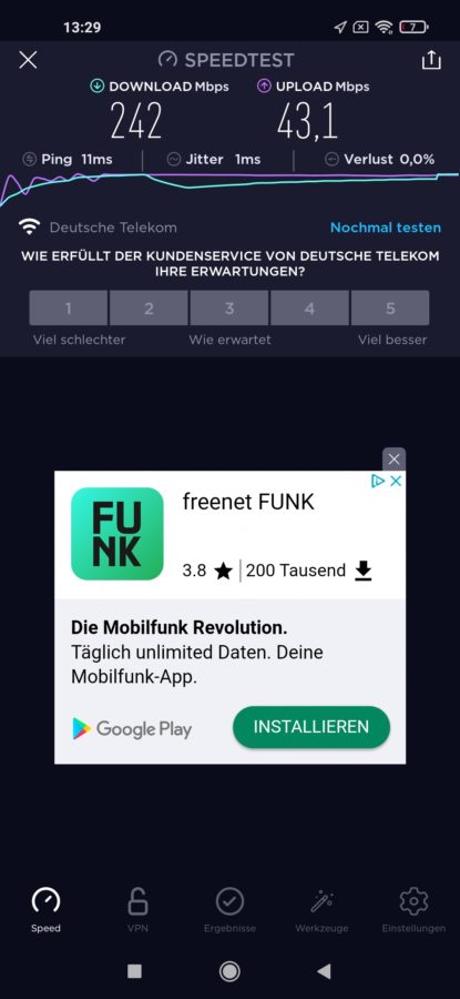 WLAn Geschwindigkeit Redmi note 9T 1