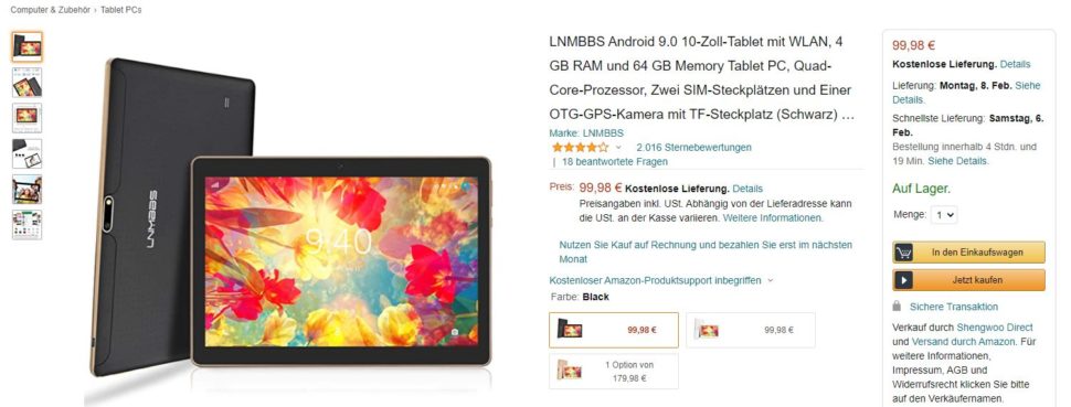 LNMBBS Android Tablet 10 Zoll Amazon