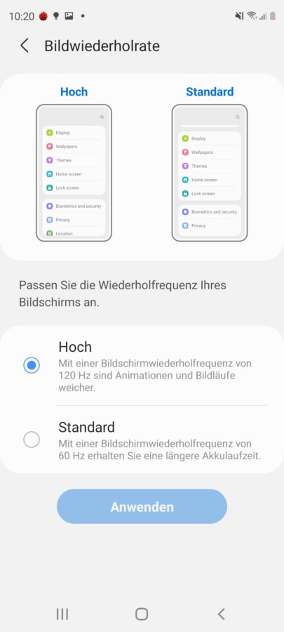 Samsung Galaxy S20 FE Display Settings 3