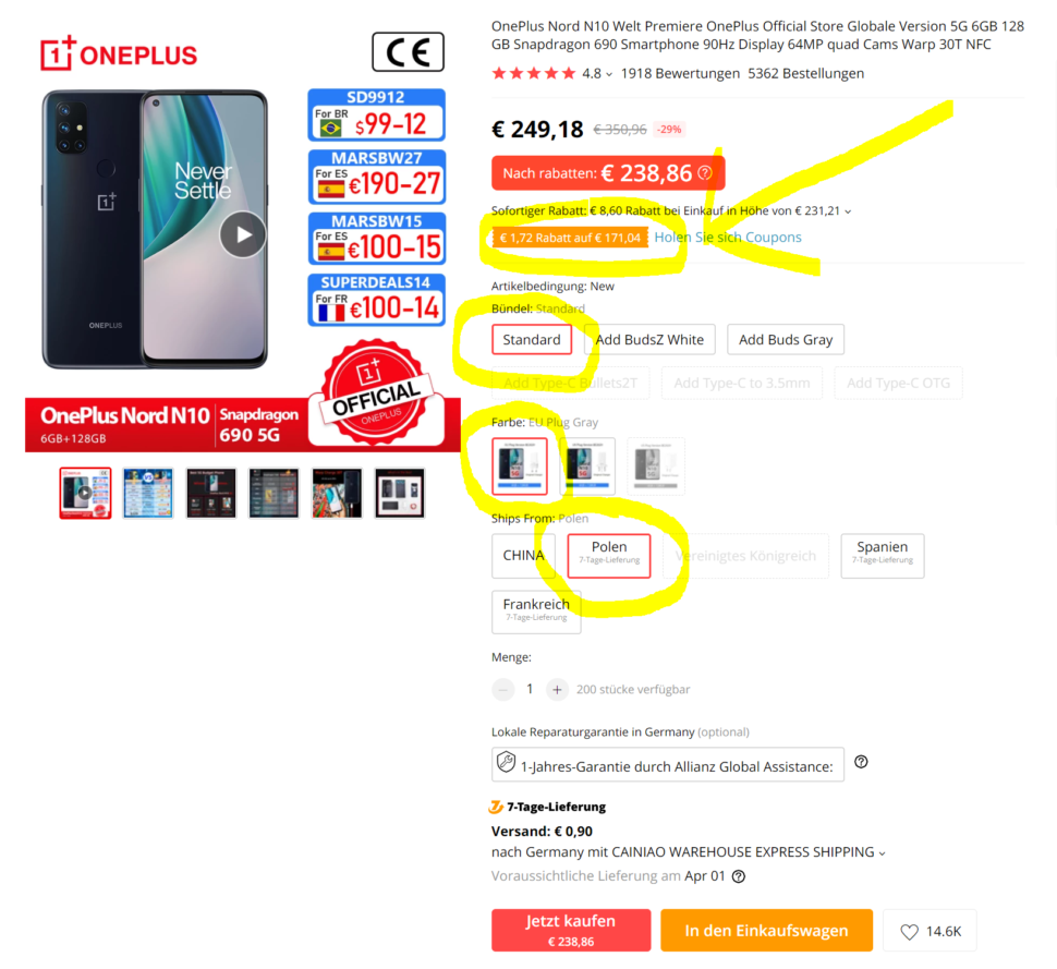 Oneplus Nord N10 Angebot