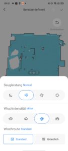 Roborock S7 Saug und Wisch Optionen