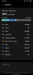 Samsung Galaxy A32 5G Testbericht Screenshot Speicher