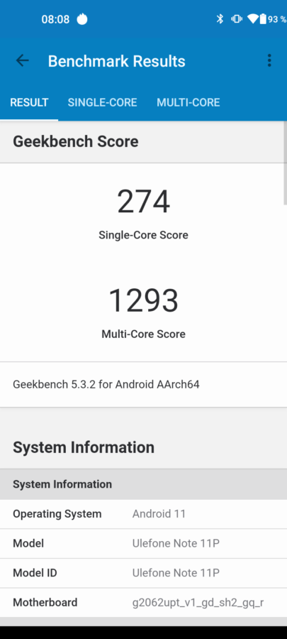 Screenshot Geekbench