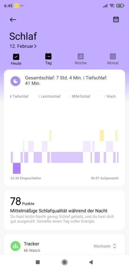 Xiaomi Wear App Schlaf