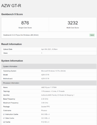 Beelink gtr gr7  geekbench 5