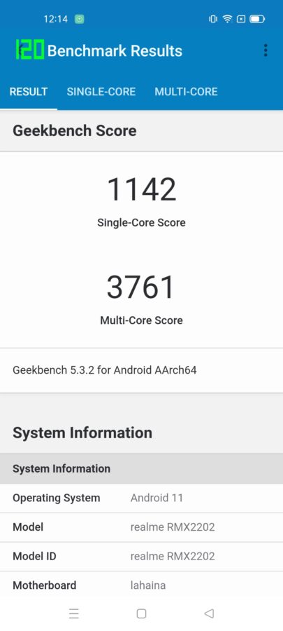 realme gt geekbench