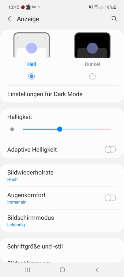 samsung galaxy a52 display settings 1