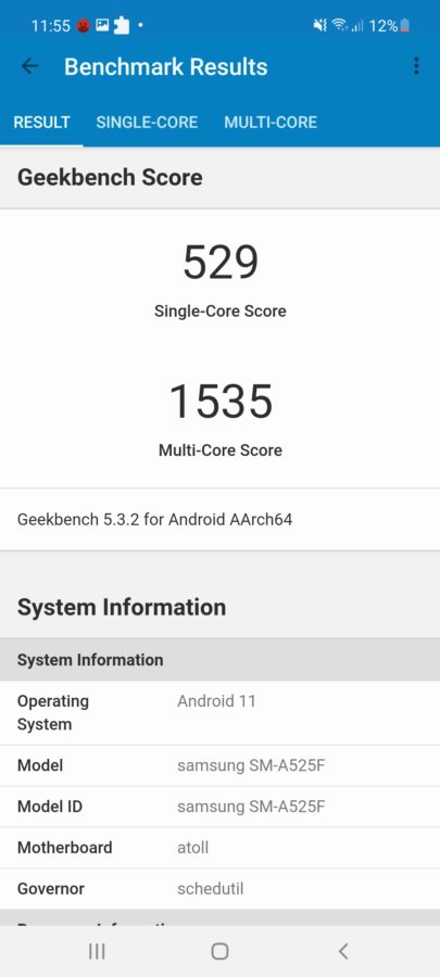 samsung galaxy a52 geekbench