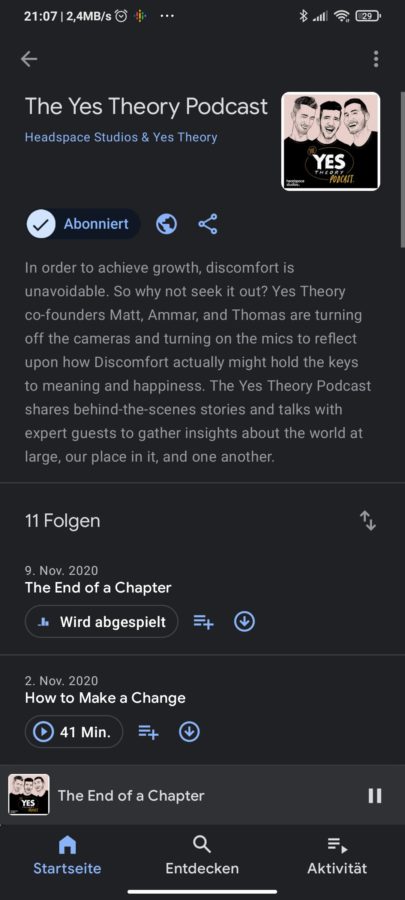 Screenshot Google Podcasts I