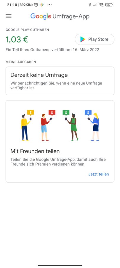 Screenshot Google Umfragen I