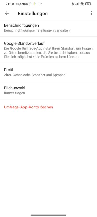 Screenshot Google Umfragen II