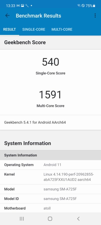 samsung galaxy a72 geekbench