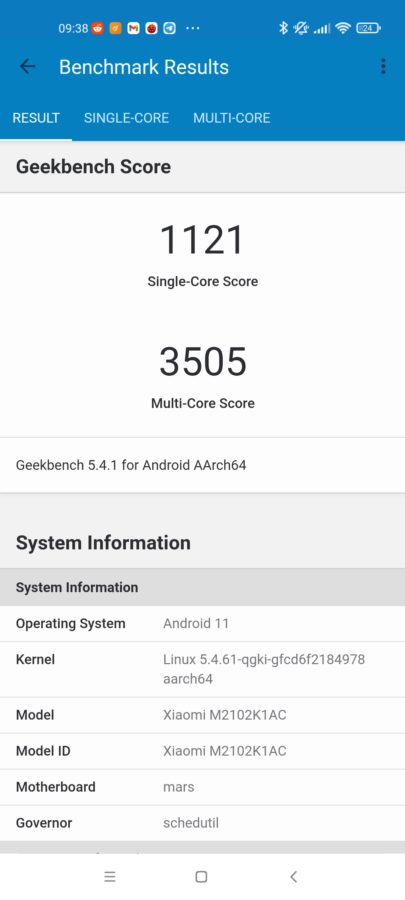 xiaomi mi 11pro geekbench5