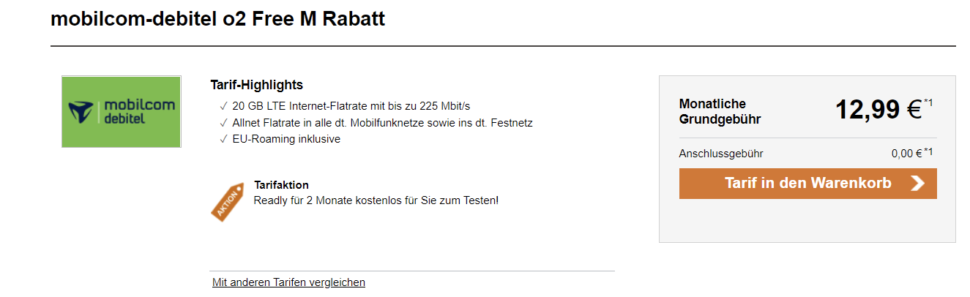 Mobilcom debitel 20GB fuer 1299