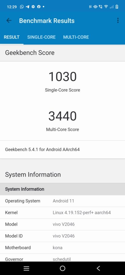 Vivo x60 pro geekbench