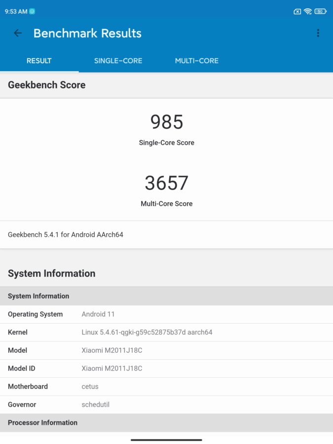 Xiaomi Mi Mix fold geekbench