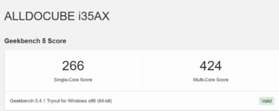 alldocube vbook Geekbench