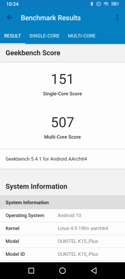 oukitel k15 plus geekbench