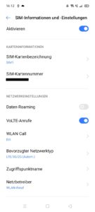 Realme C21 Test Screenshot Konnektivitaet SIM 1