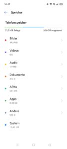 Realme C21 Test Screenshot Speicher 1
